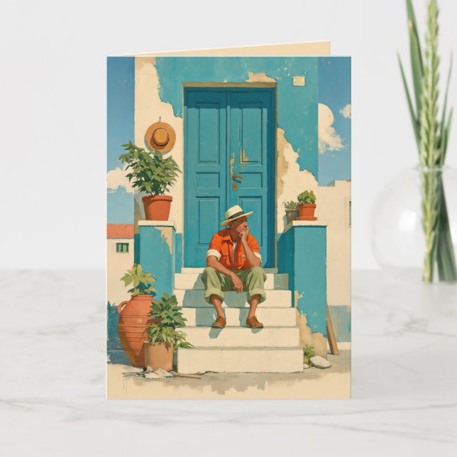 Mediterranean Blue Door Daydream Card (Front)