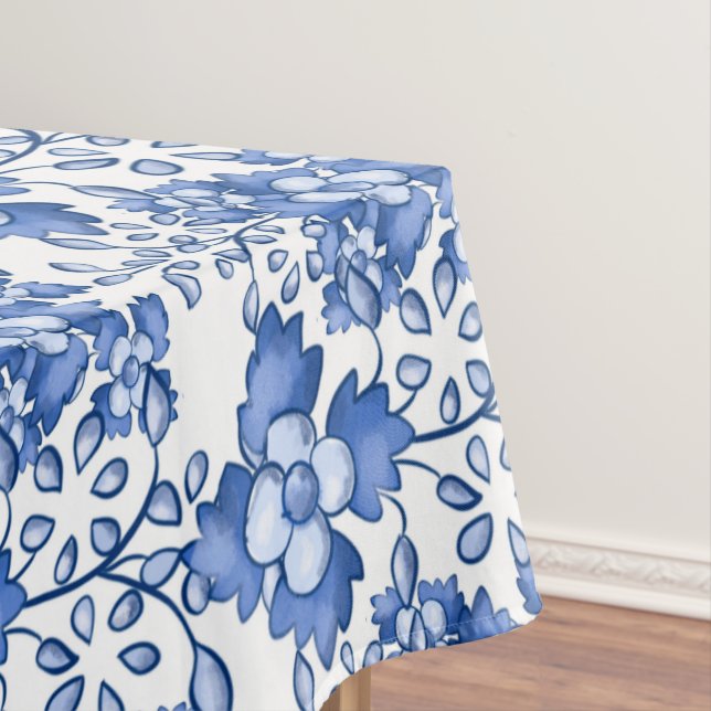 Mediterranean,Blue flowers  Tablecloth (In Situ)