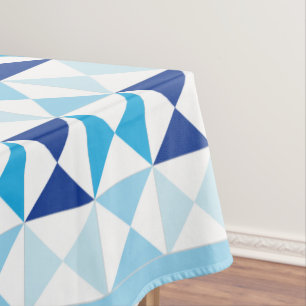 Mediterranean Blue Geometric Tiles Tablecloth