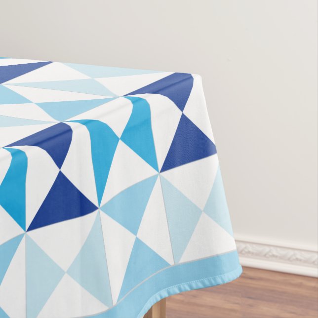 Mediterranean Blue Geometric Tiles Tablecloth (In Situ)