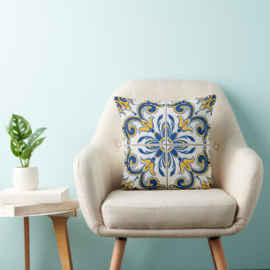 Mediterranean Blue & Gold Cushion