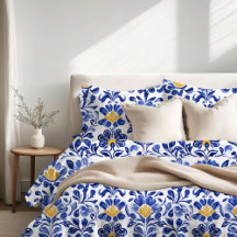 Mediterranean Blue & Gold Floral Pattern