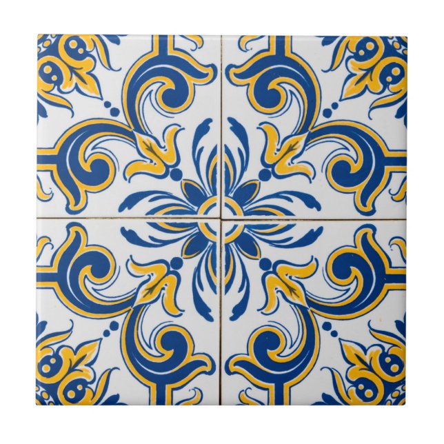 Mediterranean Blue & Gold Tile (Front)
