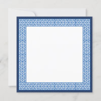 Mediterranean Blue Greek Key Wedding Invitation