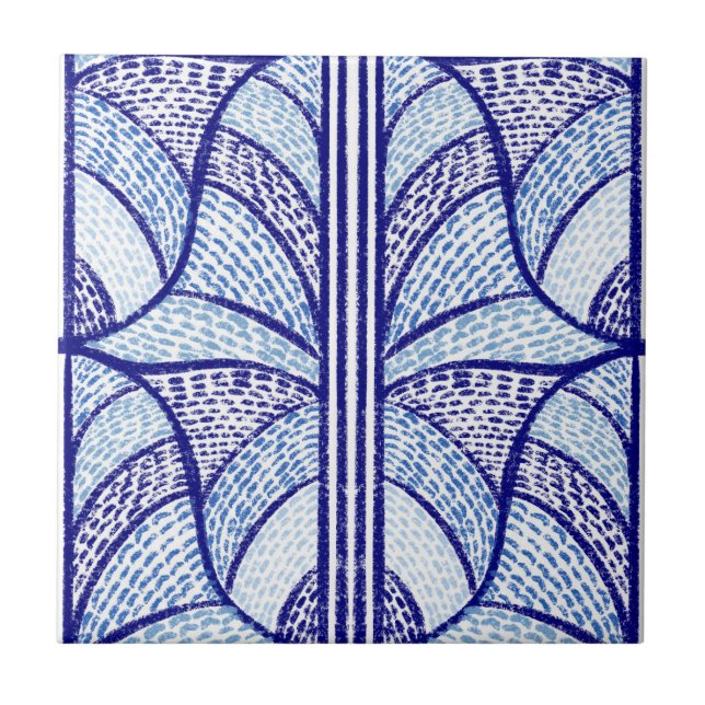 Mediterranean Blue Mosaic Pattern  Tile (Front)