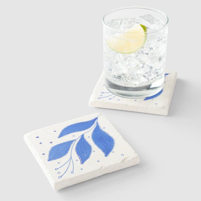 Mediterranean Blue Stone Coaster (Side)