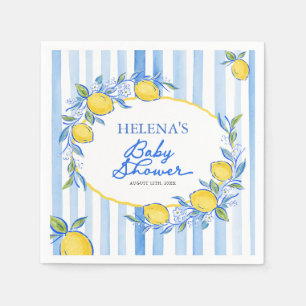 Mediterranean Blue Striped Baby Shower  Napkin