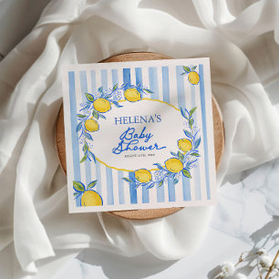 Mediterranean Blue Striped Baby Shower Napkin