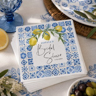 Mediterranean Blue Tile Bridal Shower Napkins