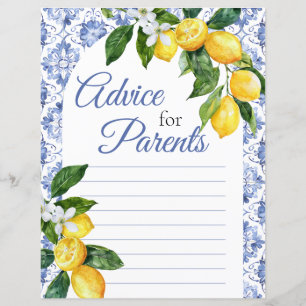 Mediterranean Blue Tile Lemon Advice for Parents