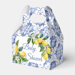 Mediterranean Blue Tile Lemon Baby Shower  Favour Box