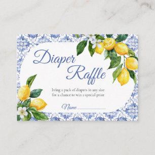 Mediterranean Blue Tile Lemon Diaper Raffle  Enclosure Card