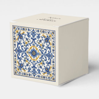 Mediterranean Blue Tile Pattern | Italian Ceramic  Favour Box