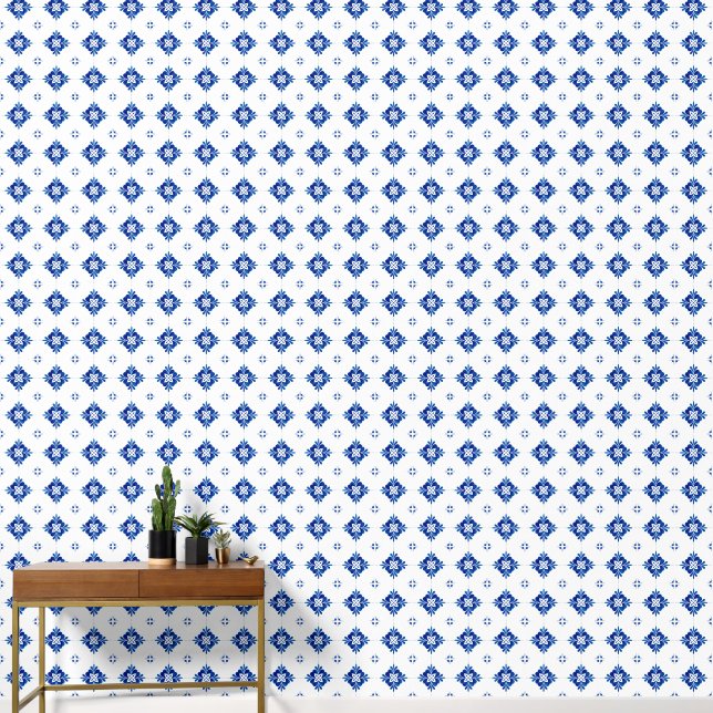 Mediterranean Blue Tile  Wallpaper (Hallway)