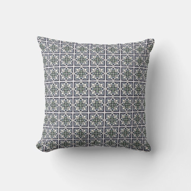 Mediterranean blue tiles cushion (Front)