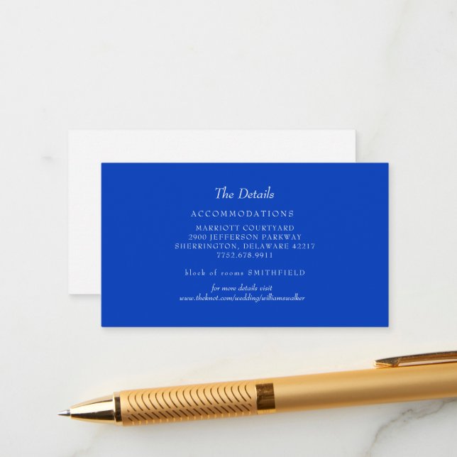 Mediterranean Blue Wedding Website Enclosure Card (Front/Back In Situ)