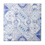 Mediterranean Blue White Floral Vintage Kitchen Tile<br><div class="desc">"Mediterranean Blue White Floral Vintage Kitchen field tile, ceramic tile" features an assortment of vintage style hand painted tile patterns mixed together and set on the diagonal. Hand painted modern artwork in a vintage style for a trendy, upscale European Farmhouse style decor. Created in watercolors and acrylics by internationally licensed...</div>