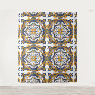 Mediterranean Blue White Lemon Tapestry