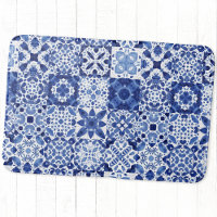 Mediterranean Blue White Tile Pattern Watercolor