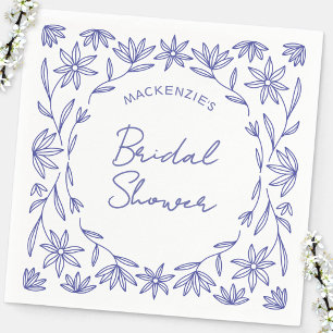 Mediterranean Blue Wildflower Bridal Shower Napkin