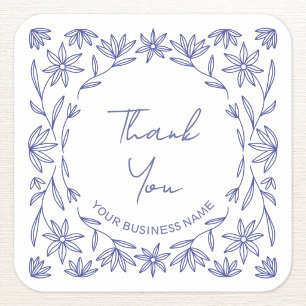 Mediterranean Blue Wildflower Business Thank You Square Sticker