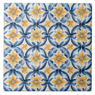 Mediterranean Blue & Yellow Floral Tile
