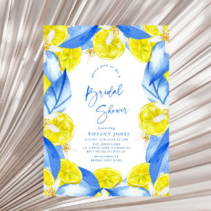 Mediterranean Blue Yellow Lemons Bridal Shower Invitation