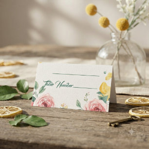 Mediterranean Blush Rose &LemonWedding Place Cards