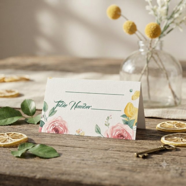 Mediterranean Blush Rose &LemonWedding Place Cards (Creator Uploaded)