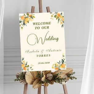 Mediterranean Botanical Lemon Olive Wedding Sign