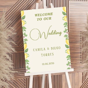Mediterranean Botanical Lemon Olive Wedding Sign
