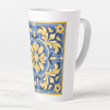 Mediterranean Botanical Pattern - Blue and Yellow