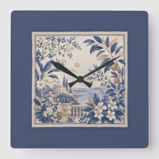 Mediterranean Botanical Wall Clock (Front)