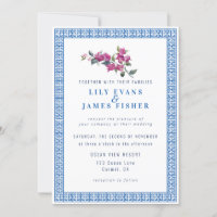 Mediterranean Bougainvillea Greek QR Code Wedding 