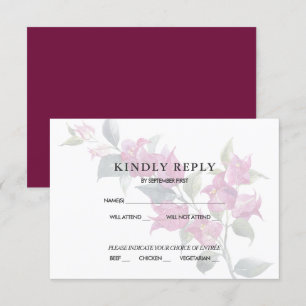 Mediterranean Bougainvillea Pink Burgundy RSVP Inv Invitation