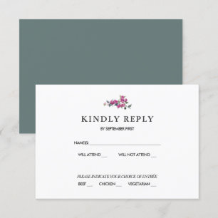 Mediterranean Bougainvillea Pink Burgundy RSVP Inv Invitation