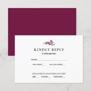 Mediterranean Bougainvillea Pink Burgundy RSVP Invitation