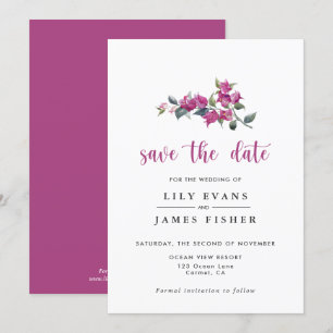 Mediterranean Bougainvillea Pink Save the Date Inv Invitation