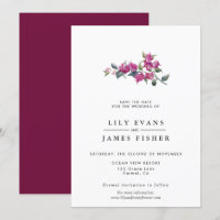 Mediterranean Bougainvillea Pink Save the Date Inv