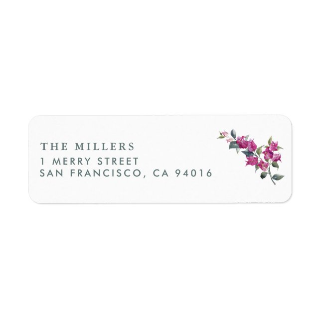 Mediterranean Bougainvillea Wedding Address Labels (Front)
