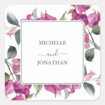 Mediterranean Bougainvillea Wedding Envelope Seals