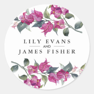 Mediterranean Bougainvillea Wedding Favour Sticker