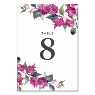 Mediterranean Bougainvillea Wedding Table Number