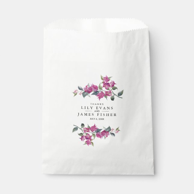 Mediterranean Bougainvillea Wedding Thank You Favour Bags (Front)