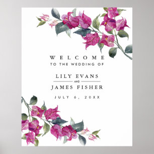Mediterranean Bougainvillea Wedding  Welcome Sign