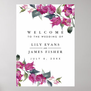 Mediterranean Bougainvillea Wedding  Welcome Sign