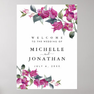 Mediterranean Bougainvillea Wedding  Welcome Sign
