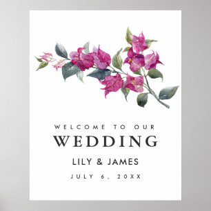Mediterranean Bougainvillea Wedding  Welcome Sign