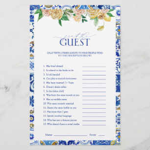 Mediterranean Bridal Shower Find the Guest Game