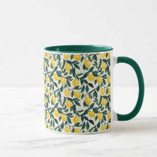 Mediterranean Bright Yellow Lemon Patterned Mug